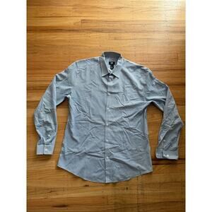 H&M Men's Slim Fit Blue Pinstripe Button Down Shirt Size L Career Office